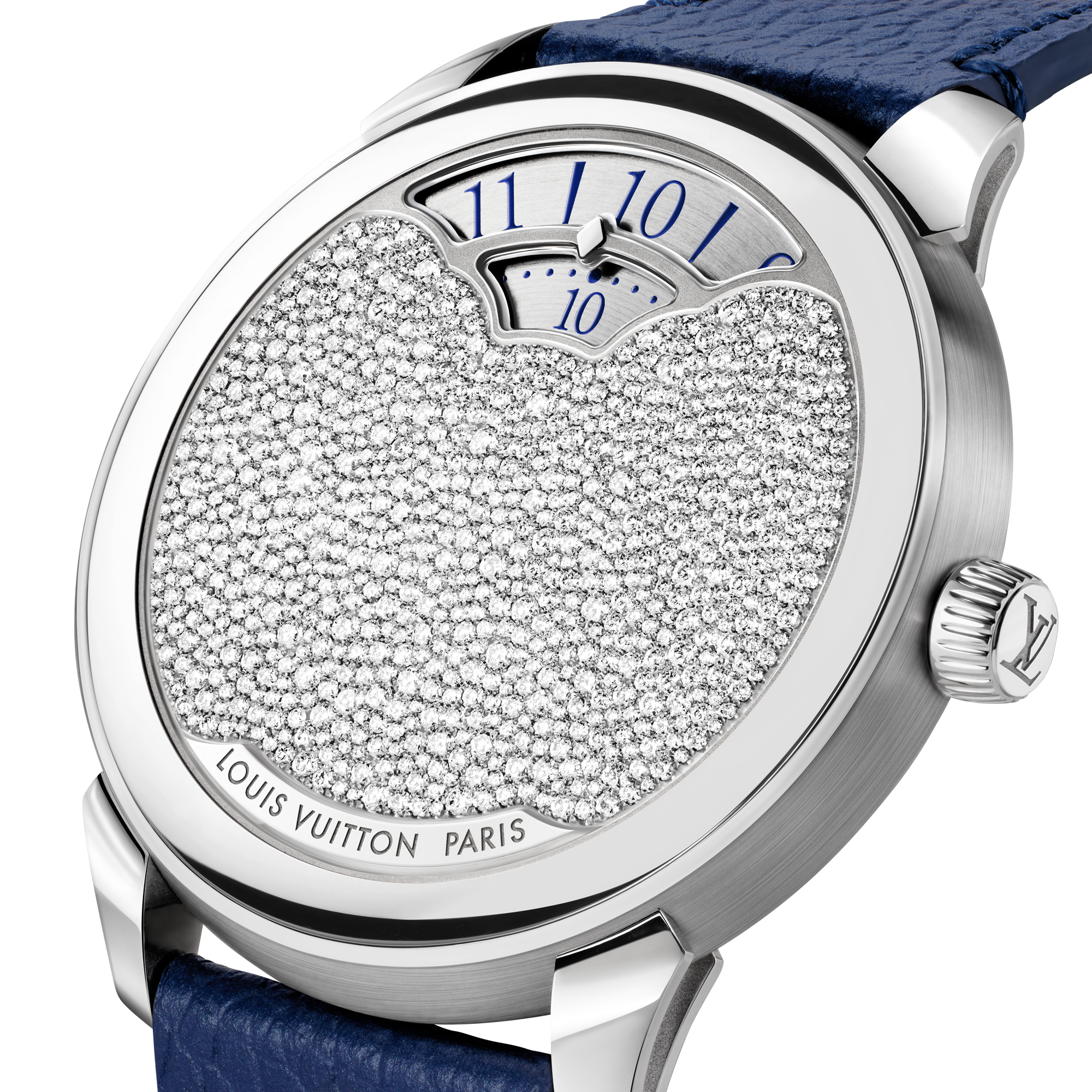 Tambour Convergence, Automatic, 37mm, Platinum and diamonds  in Watches's All Watches } collections by Louis Vuitton (Product zoom)